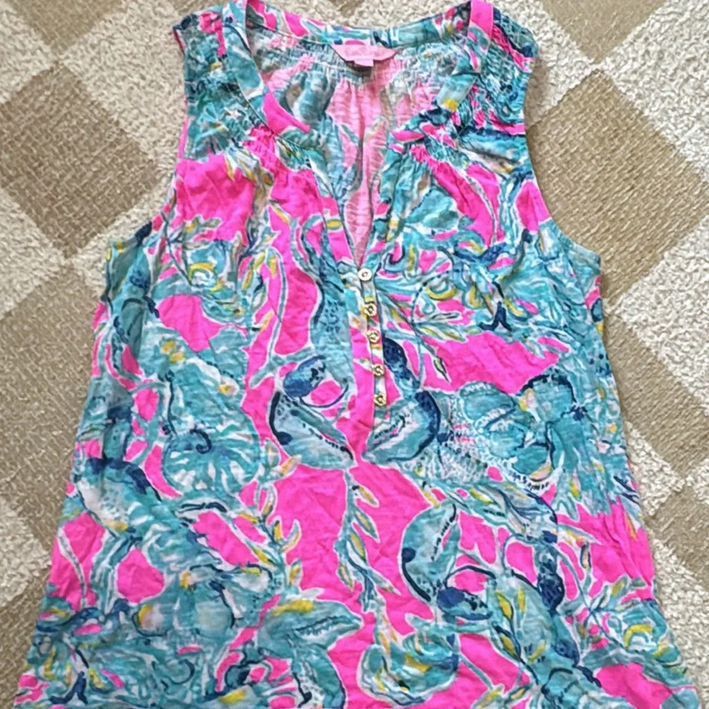 Lilly Pulitzer Pink and Blue Sleeveless Tank Top - Picture 1 of 1